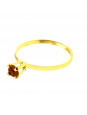 Anel Solitário Horus Import Strass Amarelo Citrino Banhado Ouro Amarelo 18K 1010052
