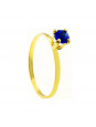 Conjunto Anel Solitário Azul Safira Aparador Cristal Banhado Em Ouro 18 K - KIT16458