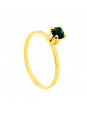 Conjunto Girassol Solitário Gargantilha Brincos Verde Esmeralda Banhado Ouro Amarelo 18 k - KIT16422