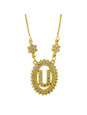 Colar Letra " U " Cravejada Zircônia Banhado Ouro Amarelo 18 K - 1061249